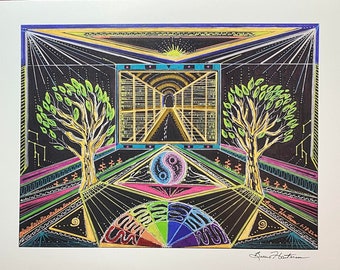 Akashic Records Art Light Language Chakra Drawing Signed Print 11 x 14 Light Codes Awakening Starseed Activation Chakra Wheel Akasha