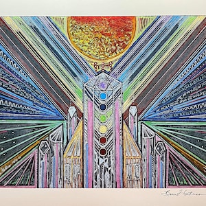 Chakra Wall Art Crystal Temple Light Language Art Signed Print 11 x 14 Light Codes Cosmic Crystalline Activation