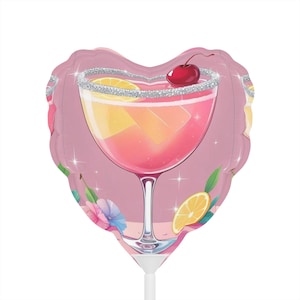 Heart-Shaped Balloons with Sweet Cocktail Design for Celebrations, Party Decor, Birthday Balloons, Wedding Decor, Fun Event Decorations