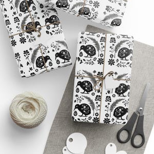 Papiery do pakowania Kiwi Silver Fern, Opakowanie na prezenty z Nowej Zelandii, Czarno-biały design, Opakowanie na święta Bożego Narodzenia, Dekoracja prezentów urodzinowych, DIY