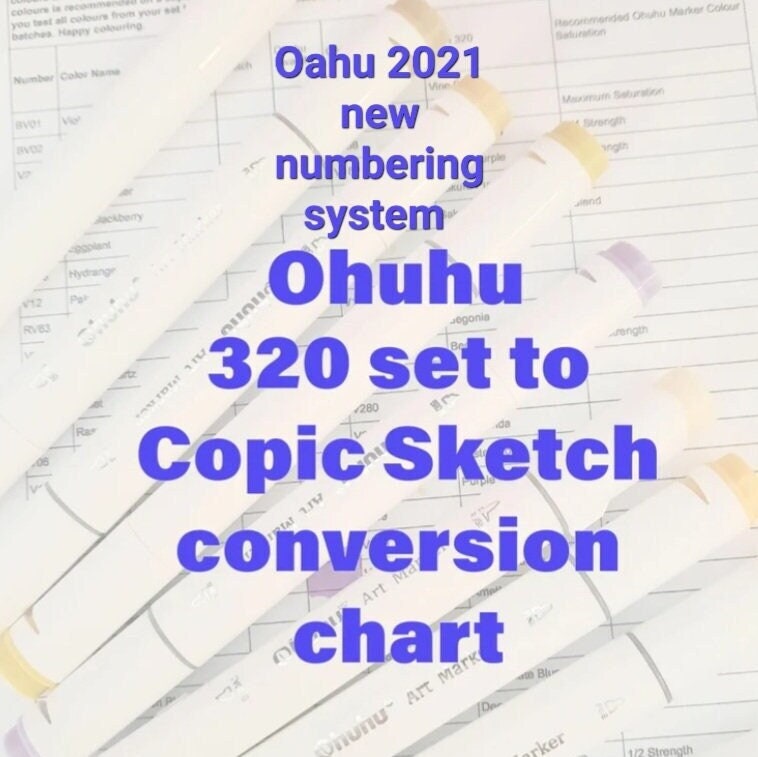 Ohuhu Honolulu B Set of 36 Skin Tone Brush and Fine Tip DIY Color Chart /  Swatch Sheet / Swatch Cards Alcohol Markers Digital Download 