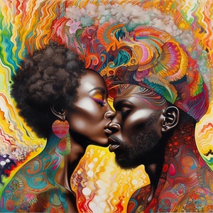 Download di arte digitale di amore psichedelico - Download immediato - Arte nera - Arte murale