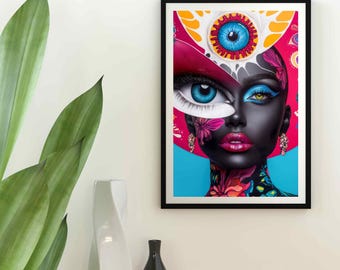 Surreal Eye Art Poster: Vibrant Psychedelic Gothic Wall Print