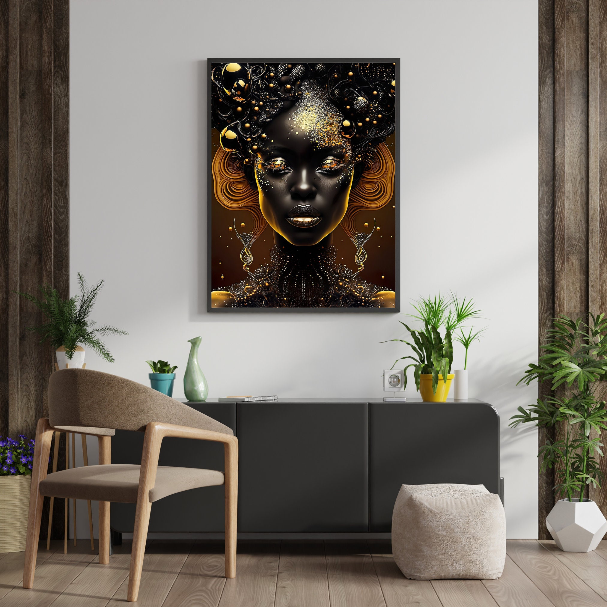 Gold Becomes Her printable Wall Art Downloadable ai Art Black Art ...
