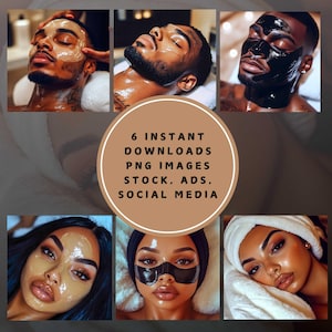 Spa Stock Images: Afro American Beauty Self-Care Photos (Digital Download)