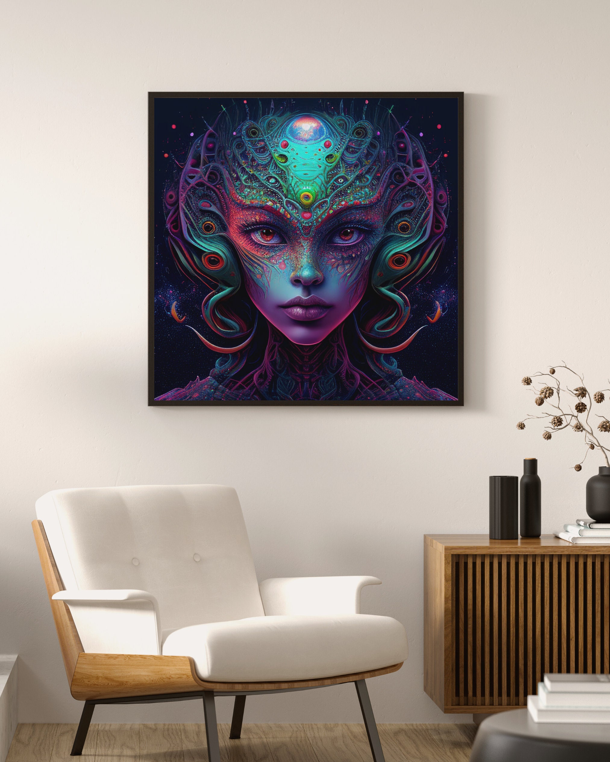 Psychedelic Purple Alien Women Portrait Ai Art Digital - Etsy