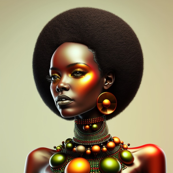 Material Ai Girl Series - Digital Art - Digital Download - Afro Futurism - Wall Art - Ai Art - Futuristic Art