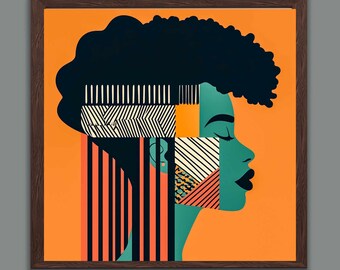 Afrocentric Black Woman Poster Print: Bold Colors Afro Comb