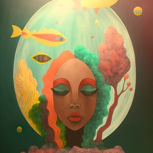 Empowerment in Nature - Downloadable Print - Ai Art - Afro Art - Digital print - Wall Art - Modern Art - Printable wall art