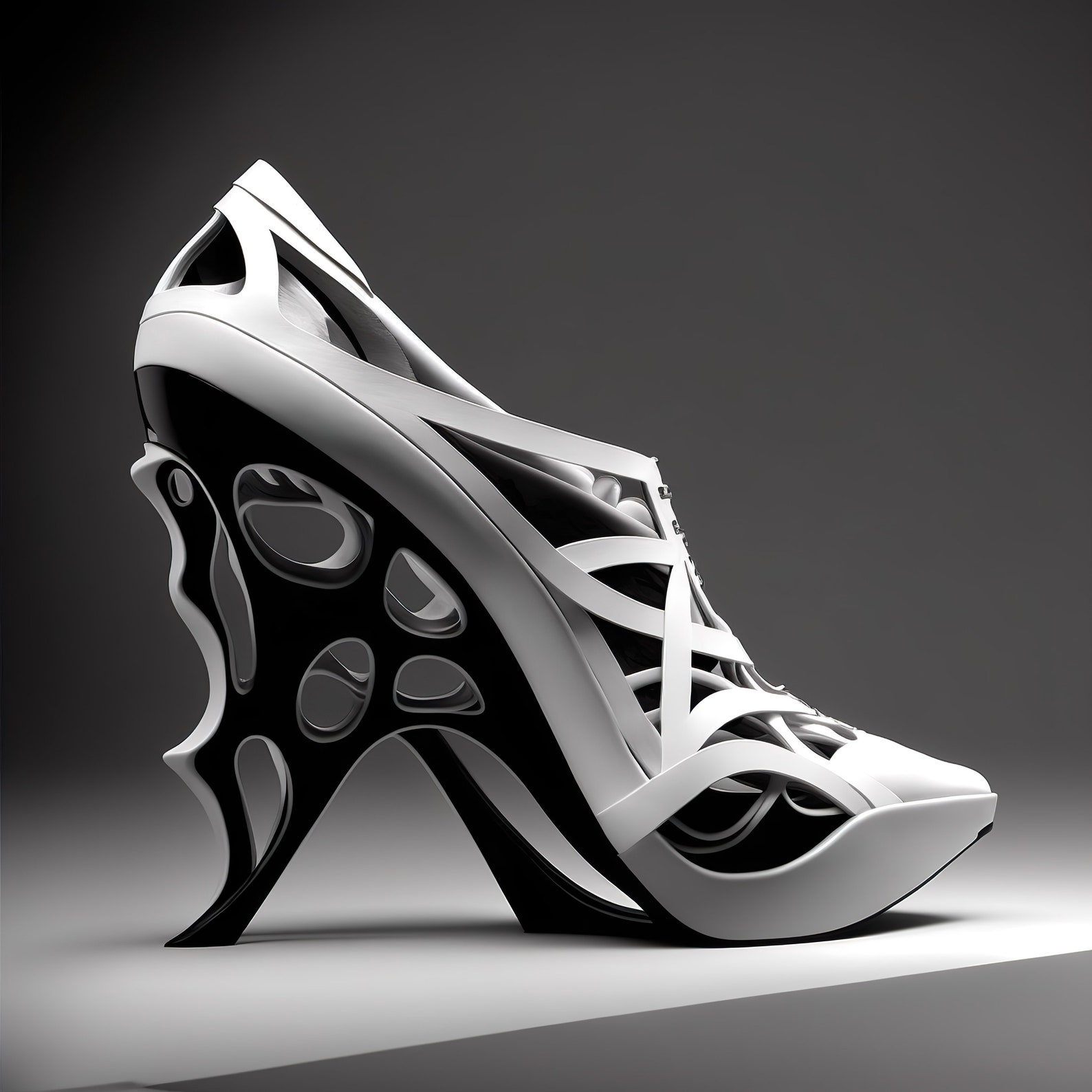 Futuristic High Heel Digital Art Print Shoe Art Ai Art Instant