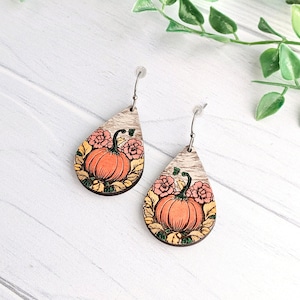 Pendientes colgantes de calabaza de otoño Archivo de corte láser SVG - Pendientes temáticos de otoño