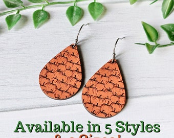 Pumpkin Patch Patterned Dangle Earrings Laser Cut File SVG - Fall Themed Earrings - Autumn Earring SVG - Fall Pumpkin SVG Earring File
