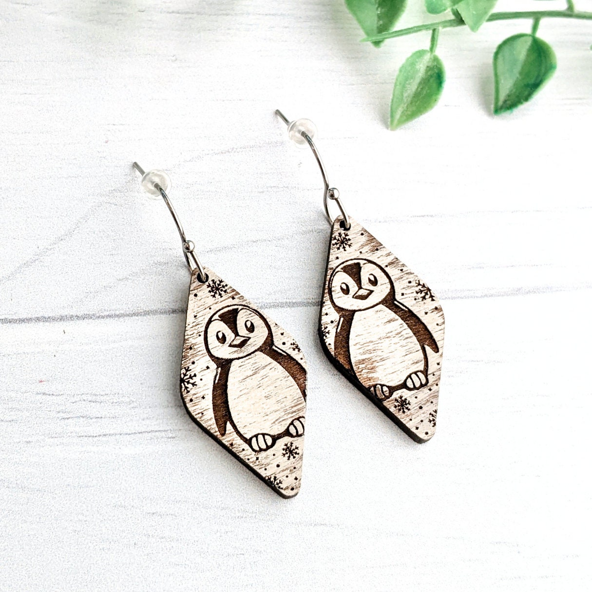 Boucles D'oreilles Pingouin En Argent Massif - Modèle Pendantes Adorables, Occasion