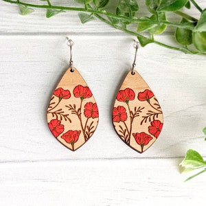 Field of Poppies Dangle Earrings SVG File