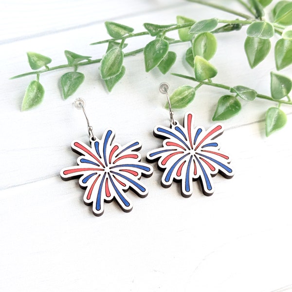 Patriotic Firework Earrings Laser Cut File - SVG Digital Download