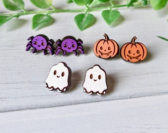 Cute Halloween Studs Earrings Pack Laser Cut File SVG - Fun Fall Themed Earrings - Halloween Stud Earrings - Fall Pumpkin SVG Earring File