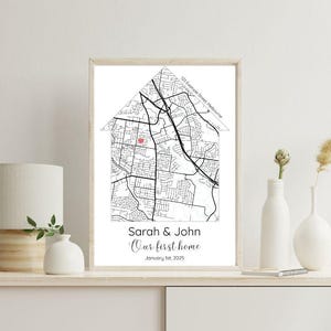 Custom Location Map Print Digital Download – First Home Gift, Housewarming Gift, Personalised Map Art