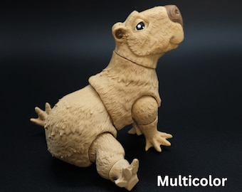 3D Printed Articulated Capybara Figurine, Toddler Room Decor, Animal Figurines, Children's Toys, Capybara Gift