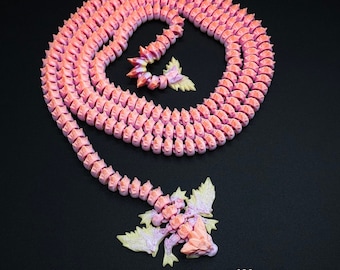 Articulated Crystal Dragon Fidget Toy, 3D Printed Decor, 5'3" Long