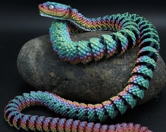 3D Printed Snake Toy, Rattle Snake Desktop Toy, 3D Snake Decor, Articulated Snake, Adorable Flexi Snake, 3D Printed Gift