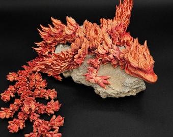 3D Printed Phoenix Fire Dragon, Articulated Figurine Toy