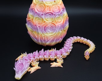 Rose Dragon Fidget Toy, Articulated 3D Printed Dragon, Flexible Fantasy Figure
