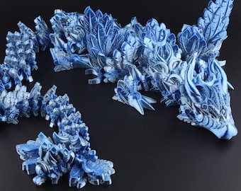 3D Printed Winged Lunar Dragon, Articulated Fantasy Toy