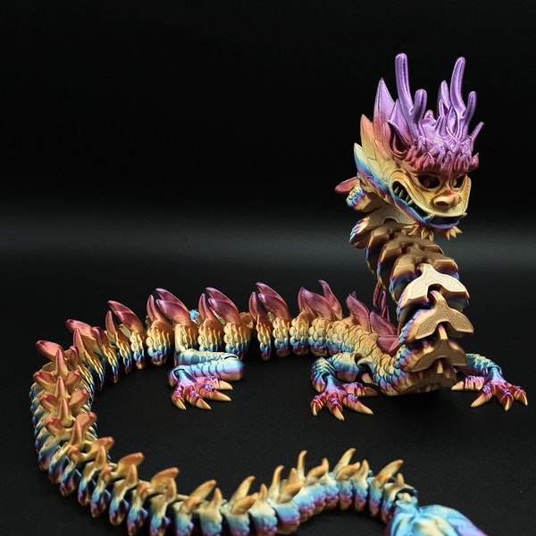 Blue and Purple Dragon Toy, 3D Printed Dragon, Articulated Dragon, Adorable Flexi Dragon, 3D Model, Housewarming Gift, Fathers Day gift