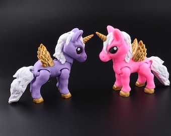 Tiny Unicorn, Alicorn by Cinderwing – 3D Printed Articulated Winged Unicorn Fidget, Flexible Fantasy Toy