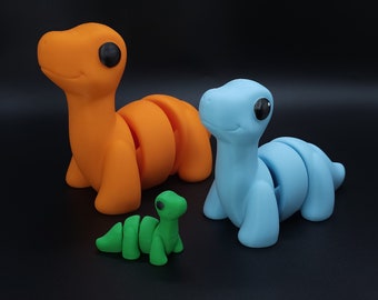 3D Printed Articulated Brontosaurus, Dinosaur Toy, Toddler Decor