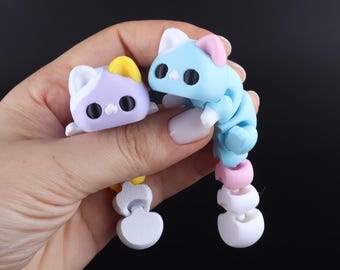 Cat Fidget Toy, Articulated 3D Printed Cat, Desk Companion