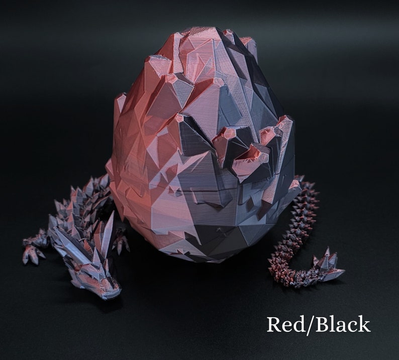 3D Printed Crystal Dragon, Dragon Egg, Articulated Dragon Figurine, Toddler Room Decor, Dragon Toy Handmade Childrens Toys, Fathers Day gift image 2
