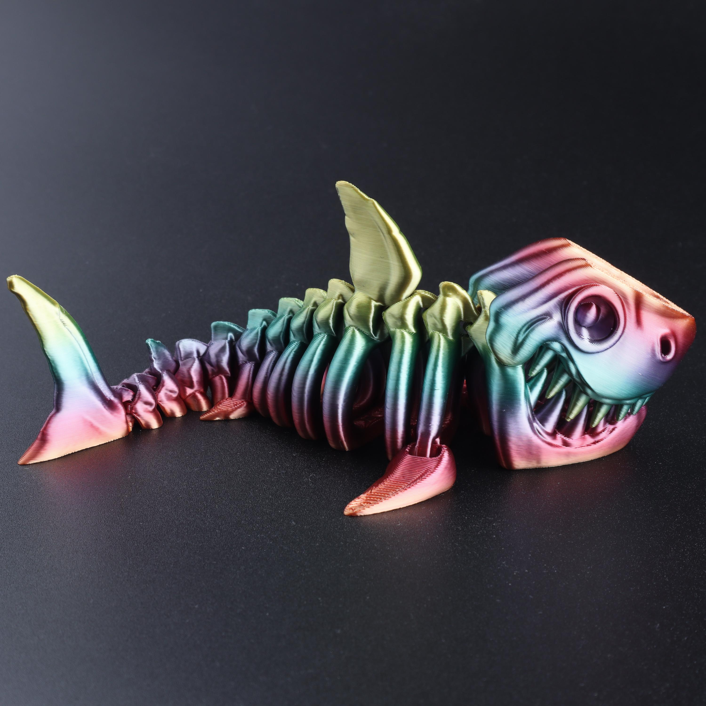 Skeleton Shark 3D Printed , Articulated Flexible Shark, Desk Toy