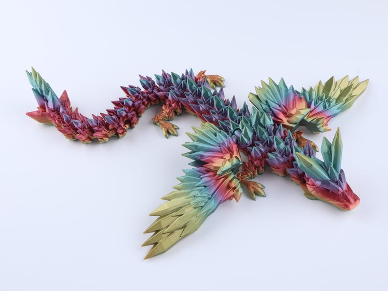 Juguete antiestrés Dragón de Cristal Alado, Dragón Articulado Impreso en 3D, Figura Flexible imagen 5