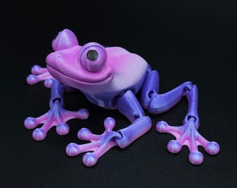 Frog Desk Toy, Articulated 3D Printed Frog, Flexible Fidget