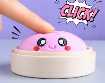 Dumpling Clicker Fidget Toy, 3D Printed Mystery Color Desk Fidget, Cute Kawaii Clicker in Dumpling Box