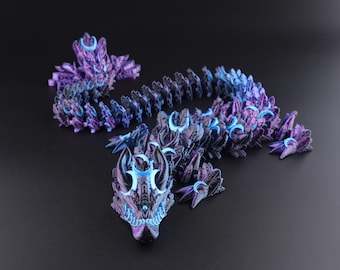 Two-Color Articulated Lunar Dragon – 3D Printed Fantasy Decor