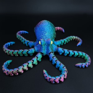 3D Printed Articulated Octopus Figurine, Toddler Room Decor, Octopus Decor, Handmade Children&#39;s Toys, Octopus Gifts, Fathers Day gift