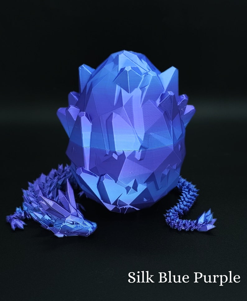 3D Printed Crystal Dragon, Dragon Egg, Articulated Dragon Figurine, Toddler Room Decor, Dragon Toy Handmade Childrens Toys, Fathers Day gift image 3