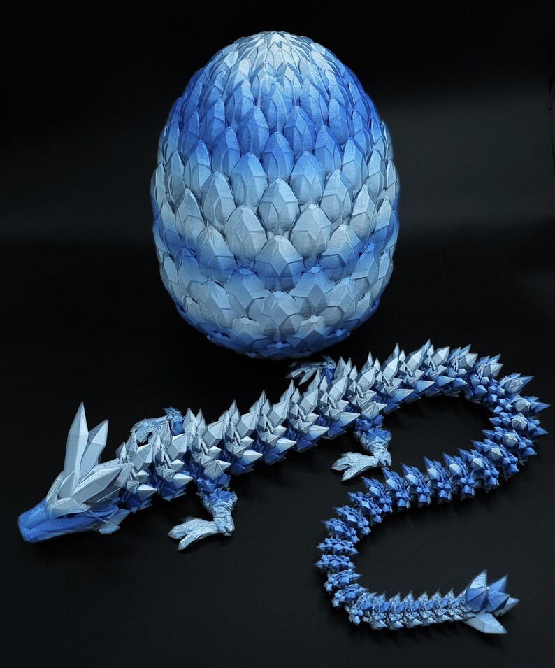 3D Printed Crystal Dragon, Dragon Egg, Articulated Dragon Figurine, Toddler Room Decor, Dragon Toy Handmade Childrens Toys, Fathers Day gift image 2