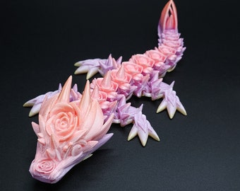 3D Printed Baby Rose Dragon, Articulated Dragon Figurine