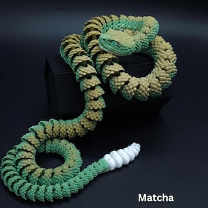 3D Printed Snake Toy, Rattle Snake Desktop Toy, 3D Snake Decor, Articulated Snake, Adorable Flexi Snake, 3D Printed Gift