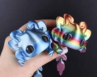 Flexible Axolotl Toy, Articulated 3D Printed Axolotl, Desk Fidget or Keychain