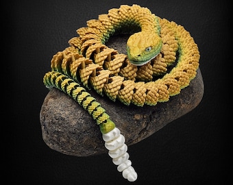 Flexible Snake Toy, Articulated 3D Printed Reptile, Sensory Fidget