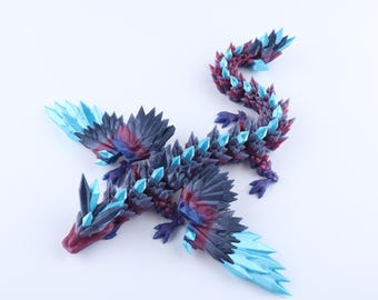 3D Articulated Two-Color Crystal Dragon Fidget Toy, Bookshelf Decor