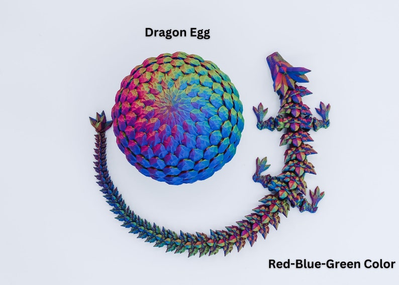 3D Printed Crystal Dragon, Dragon Egg, Articulated Dragon Figurine, Toddler Room Decor, Dragon Toy Handmade Childrens Toys, Fathers Day gift image 5