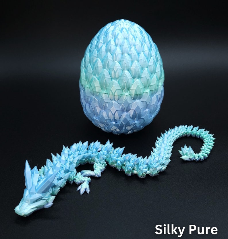 3D Printed Crystal Dragon, Dragon Egg, Articulated Dragon Figurine, Toddler Room Decor, Dragon Toy Handmade Childrens Toys, Fathers Day gift image 5