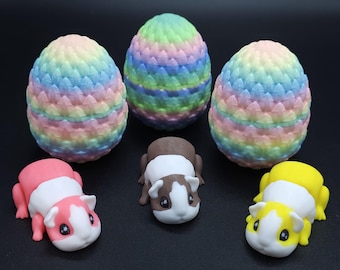 Mini Hamster Fidget Toys with Eggs, Set of 3, 3D Printed Articulated Animals