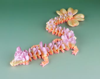 3D Printed Lucky Clover Dragon Toy, Articulated Figurine