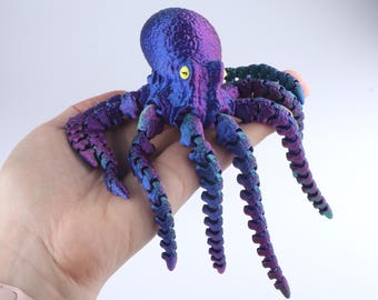 Octopus Desk Toy, Articulated 3D Printed Octopus, Flexible Fidget